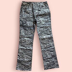 Funky Zebra Print Jeans glam rock Funky Y2K futurism futuristic punk size 10